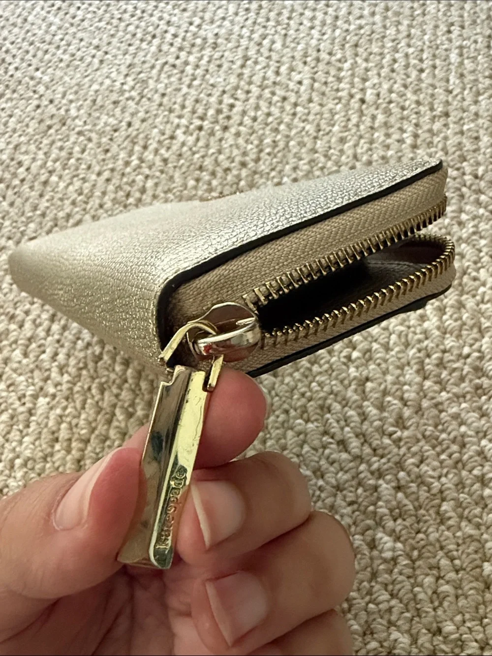 kate spade Gold Metallic Zip Around Wallet